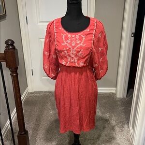 Blue Rain Scarlet Long Sleeve Dress with Floral Detail